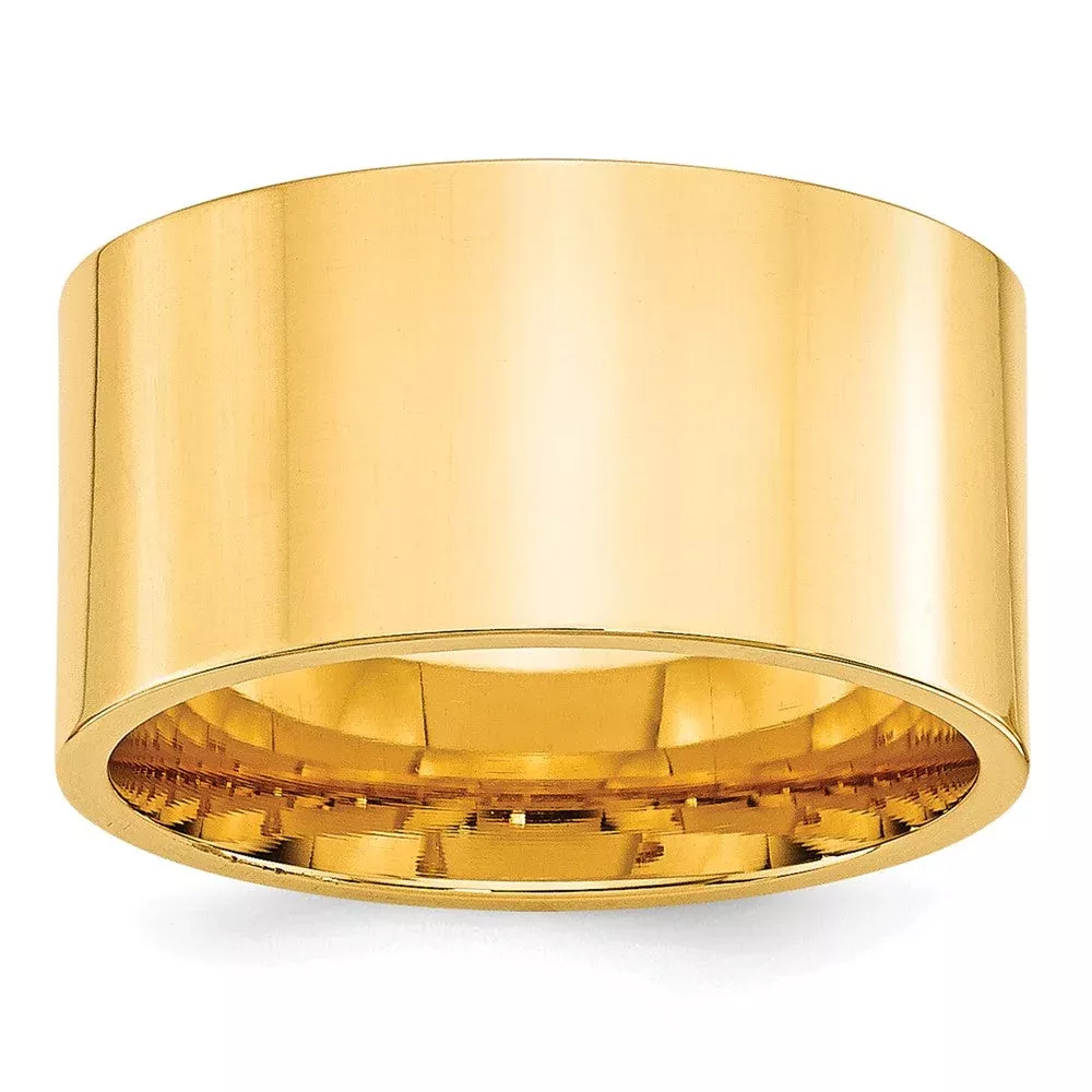 12mm 10K White or Yellow Gold Flat Comfort Fit Band