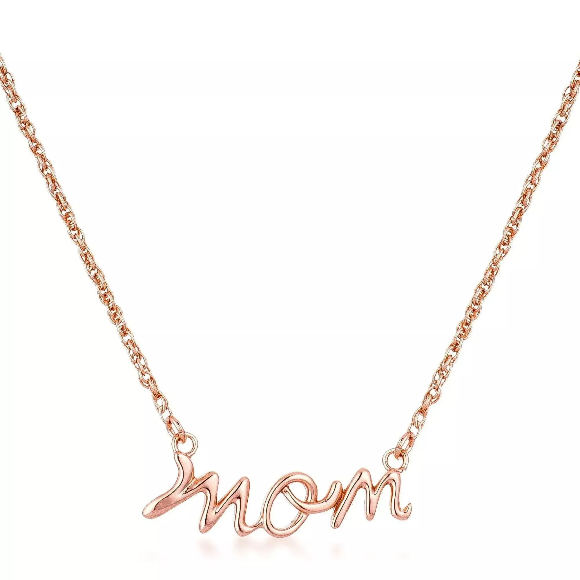18k Rose Gold Plated Mom Script Necklace