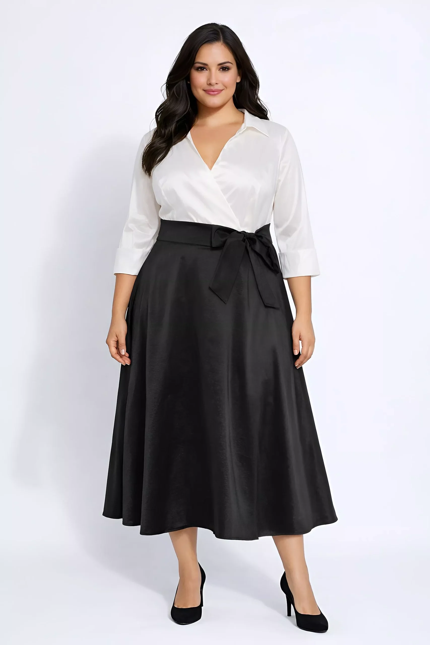 2 Color Tone Combo Shirt Dress