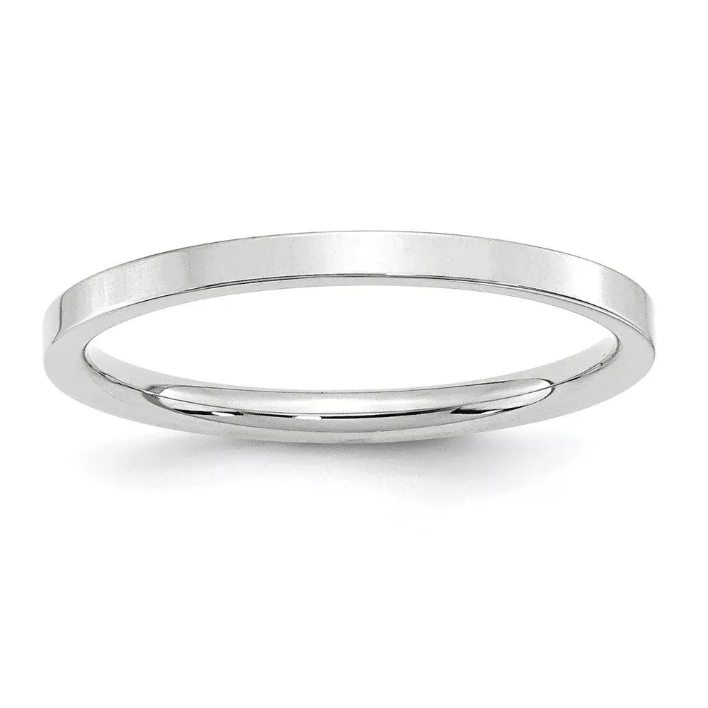 2mm 10K White or Yellow Gold Flat Comfort Fit Band