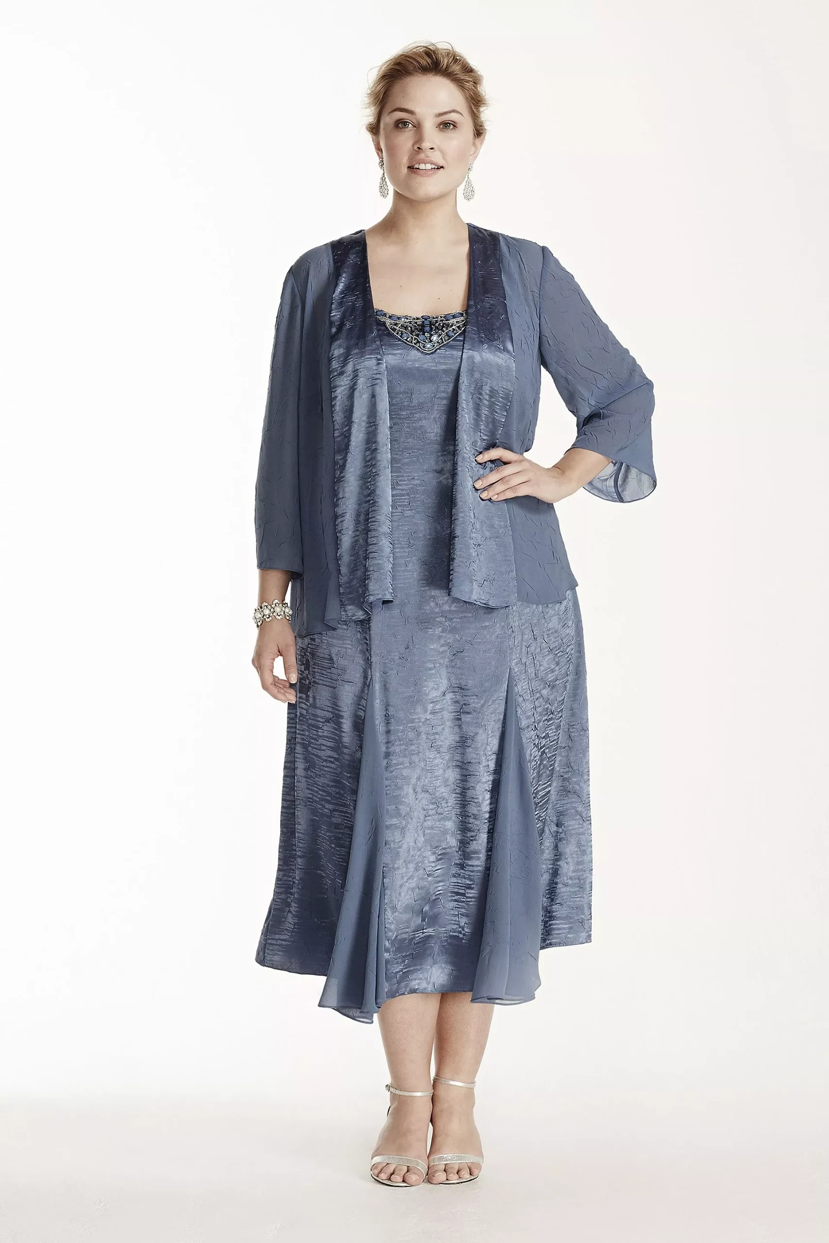 3/4 Sleeve Jacket Dress with Godets