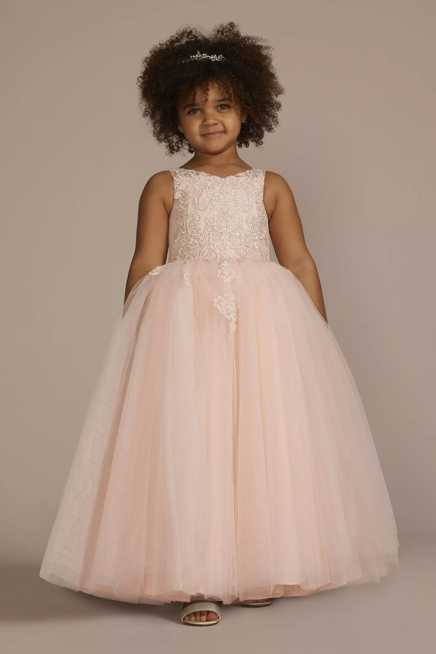 Embellished Lace Applique Flower Girl Dress