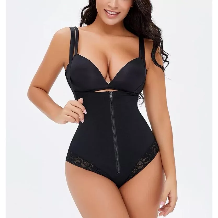 Zip Front Bodysuit With Adjustable Straps